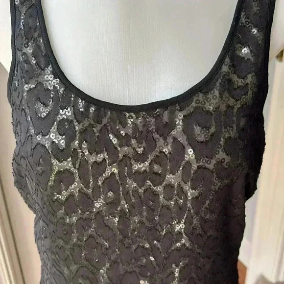 Size S black with beige sequins in leopard print design tank from The Limited - Picture 2 of 5